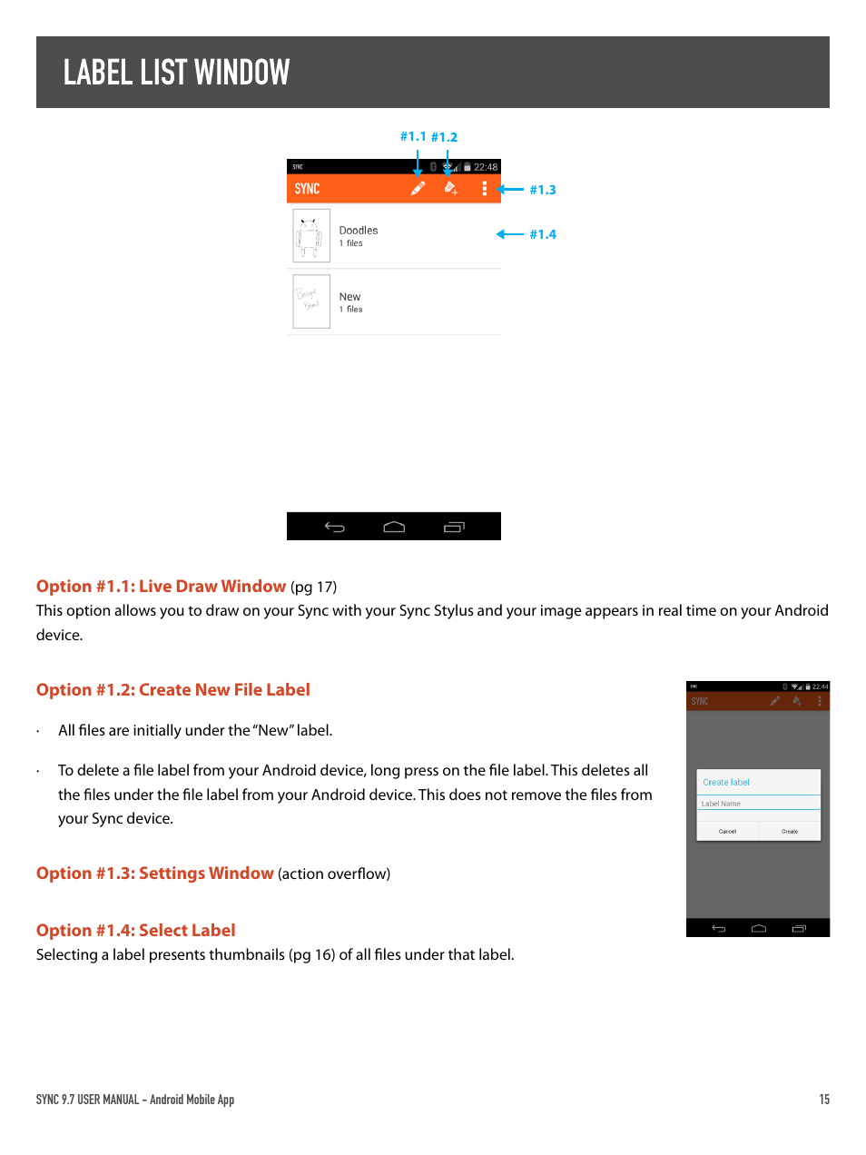 Label list window | Boogie Board Sync 9.7 eWriter User Manual | Page 15 / 23