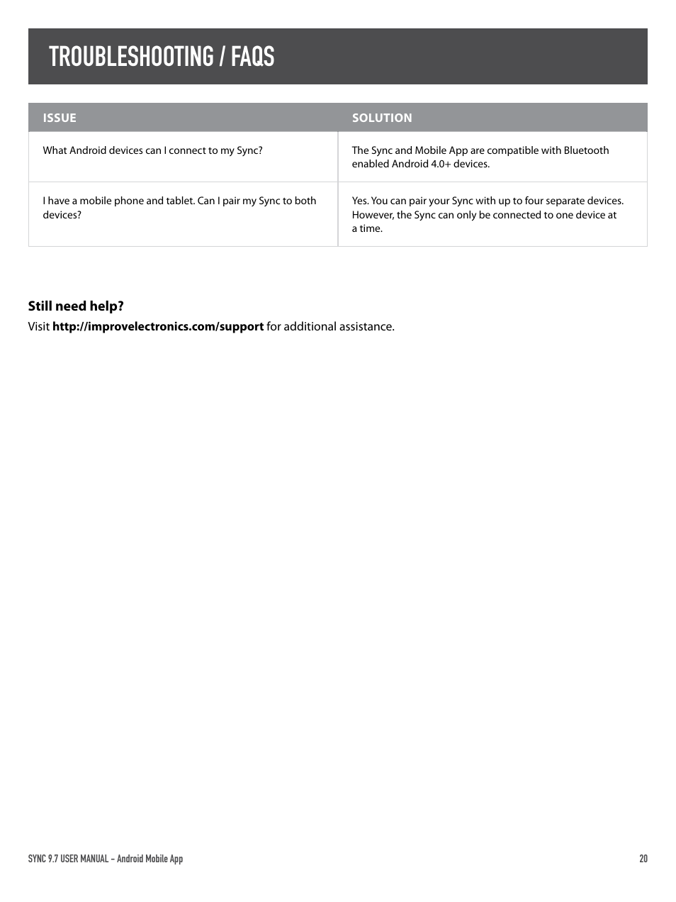 Troubleshooting / faqs | Boogie Board Sync 9.7 eWriter User Manual | Page 20 / 23