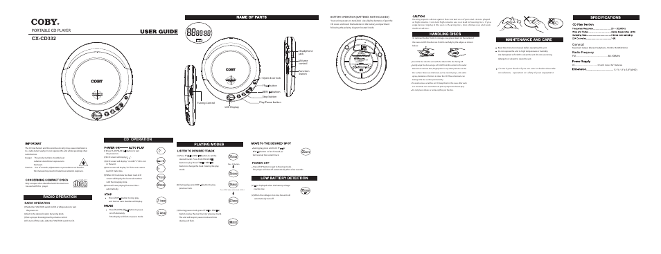 COBY CX-CD332 User Manual | 1 page