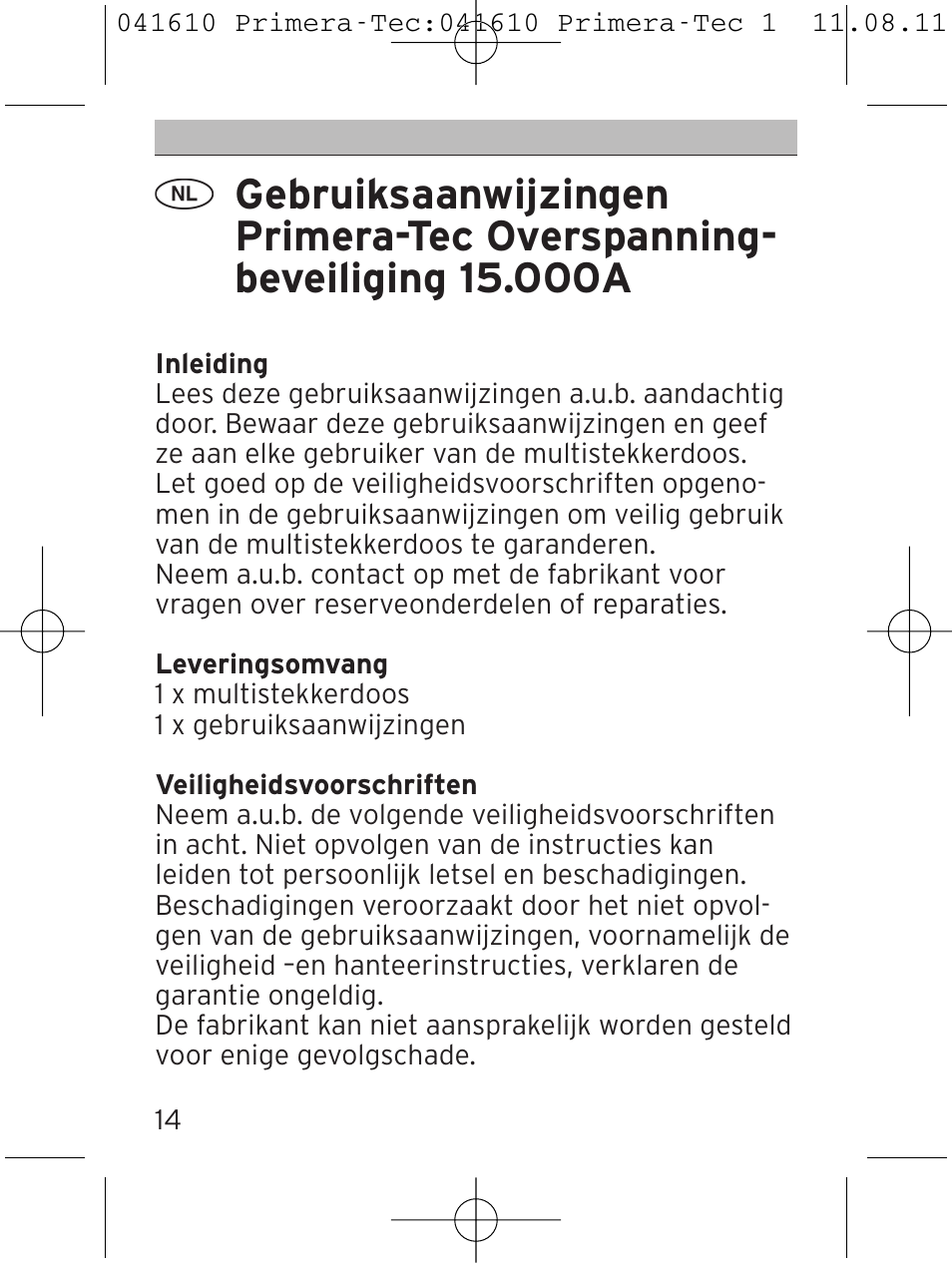 Brennenstuhl Primera-Tec 15.000A extension socket with surge protection 6-way black 2m H05VV-F 3G1.5 User Manual | Page 14 / 56