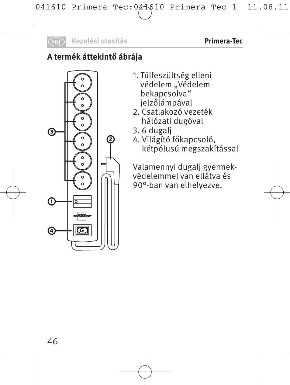 Brennenstuhl Primera-Tec 15.000A extension socket with surge protection 6-way black 2m H05VV-F 3G1.5 User Manual | Page 46 / 56