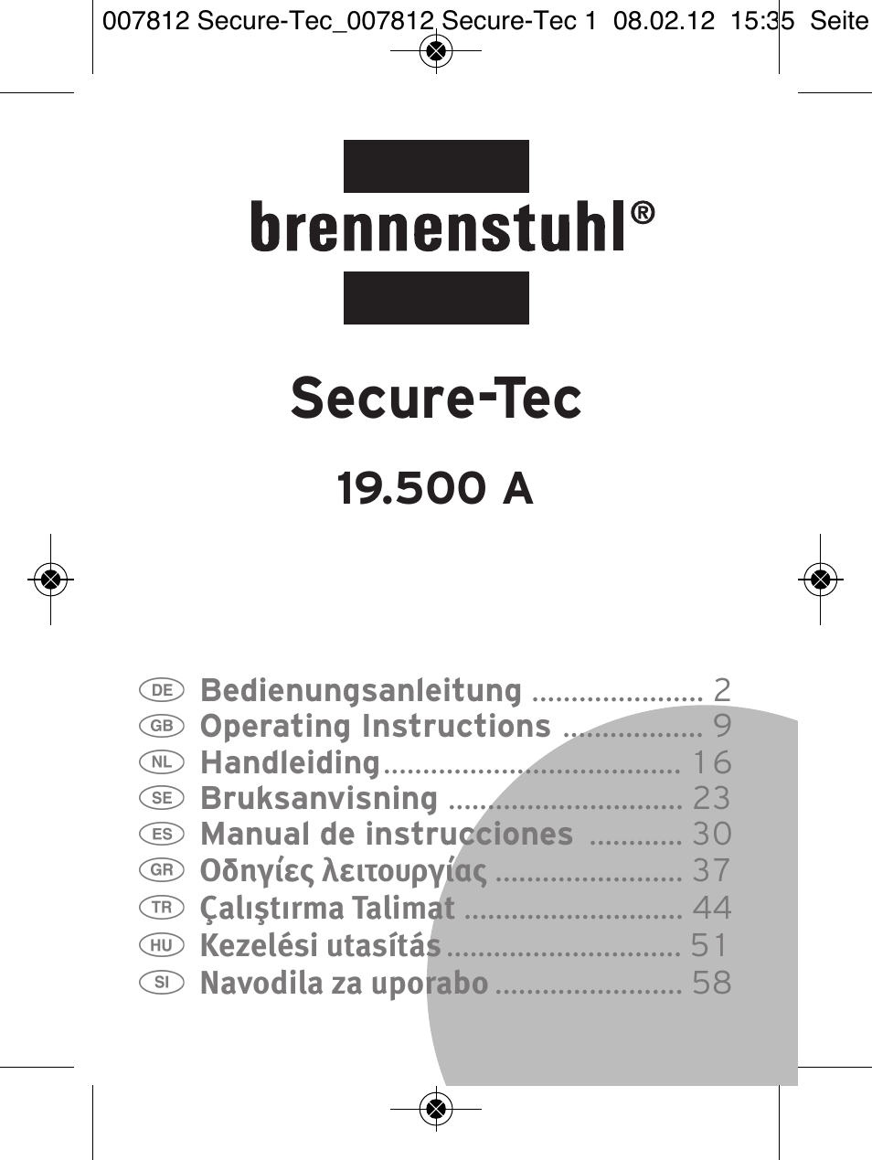 Brennenstuhl Secure-Tec 19.500A extension socket with surge protection 6-way anthracite 2m H05VV-F 3G1,5 User Manual | 64 pages