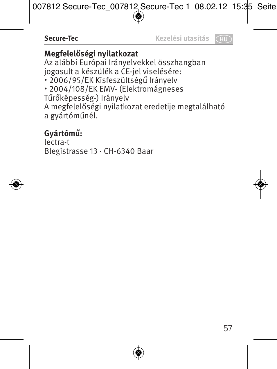 Brennenstuhl Secure-Tec 19.500A extension socket with surge protection 6-way anthracite 2m H05VV-F 3G1,5 User Manual | Page 57 / 64