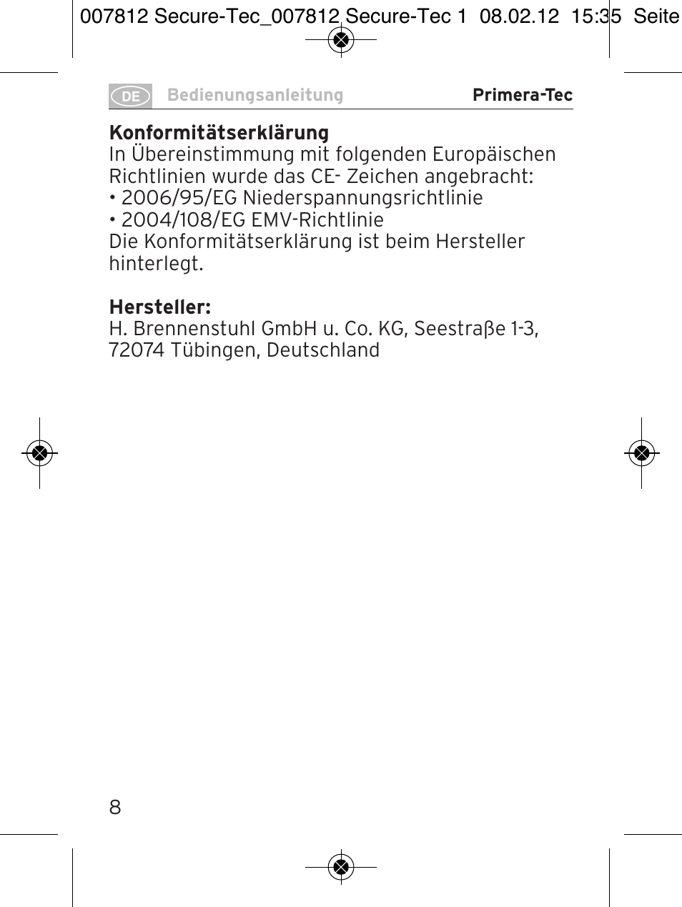 Brennenstuhl Secure-Tec 19.500A extension socket with surge protection 6-way anthracite 2m H05VV-F 3G1,5 User Manual | Page 8 / 64