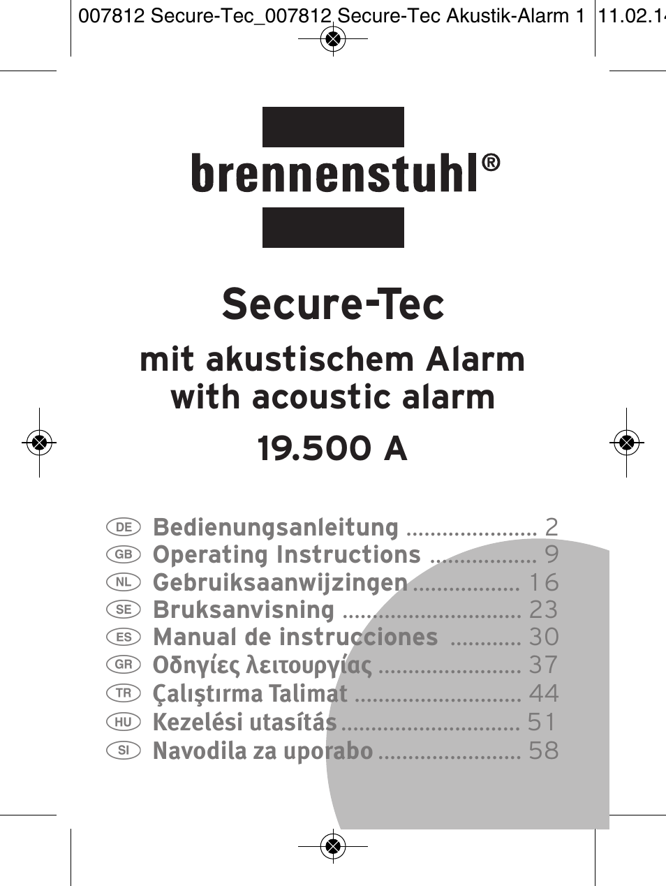 Brennenstuhl Secure-Tec 19.500A extension socket with surge protection acoustic 6-way anthracite 3m H05VV-F 3G1,5 User Manual | 64 pages