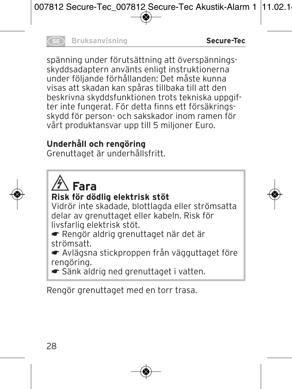 Fara | Brennenstuhl Secure-Tec 19.500A extension socket with surge protection acoustic 6-way anthracite 3m H05VV-F 3G1,5 User Manual | Page 28 / 64