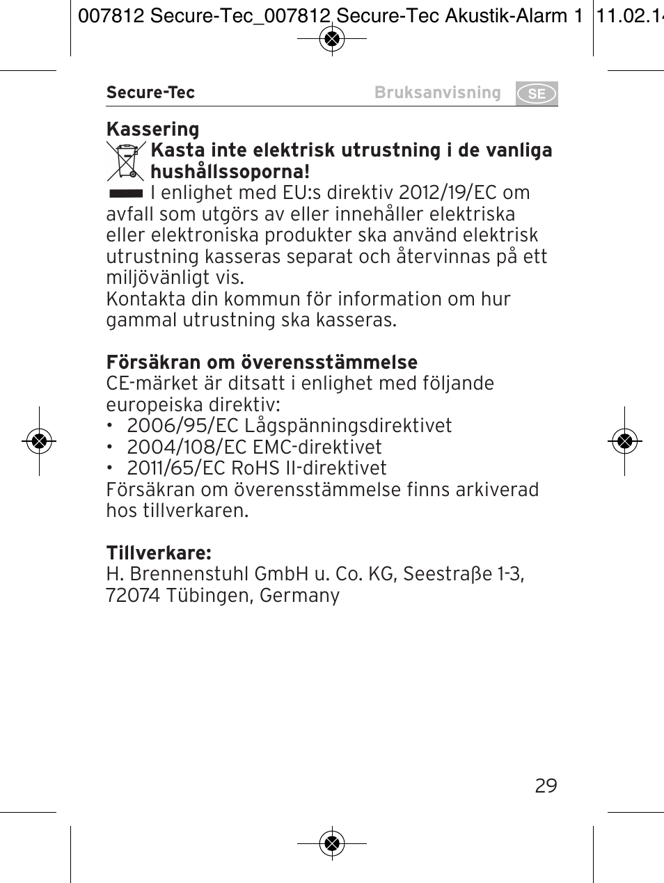 Brennenstuhl Secure-Tec 19.500A extension socket with surge protection acoustic 6-way anthracite 3m H05VV-F 3G1,5 User Manual | Page 29 / 64