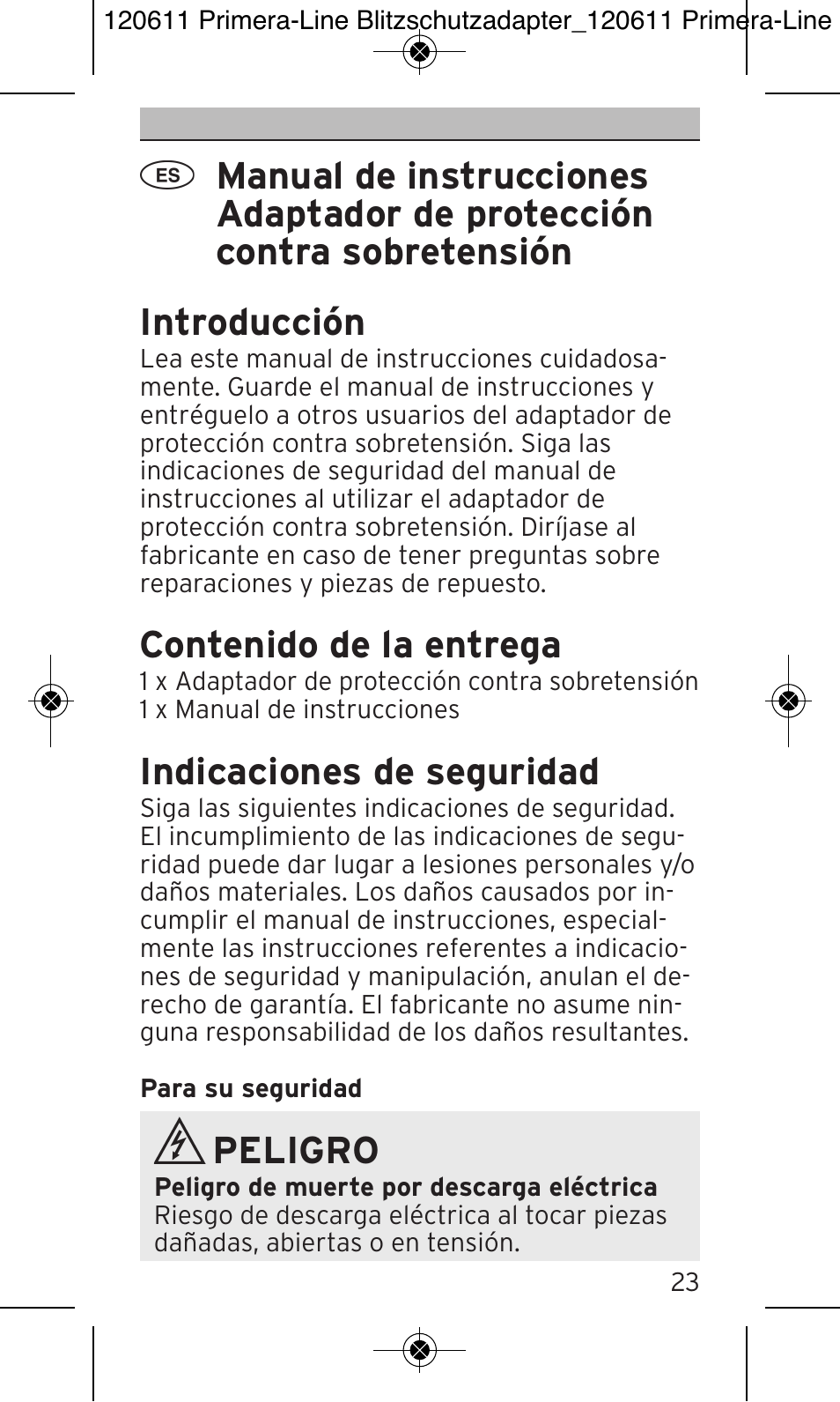 Brennenstuhl Primera-Line 13.500A surge protected adapter User Manual | Page 23 / 88