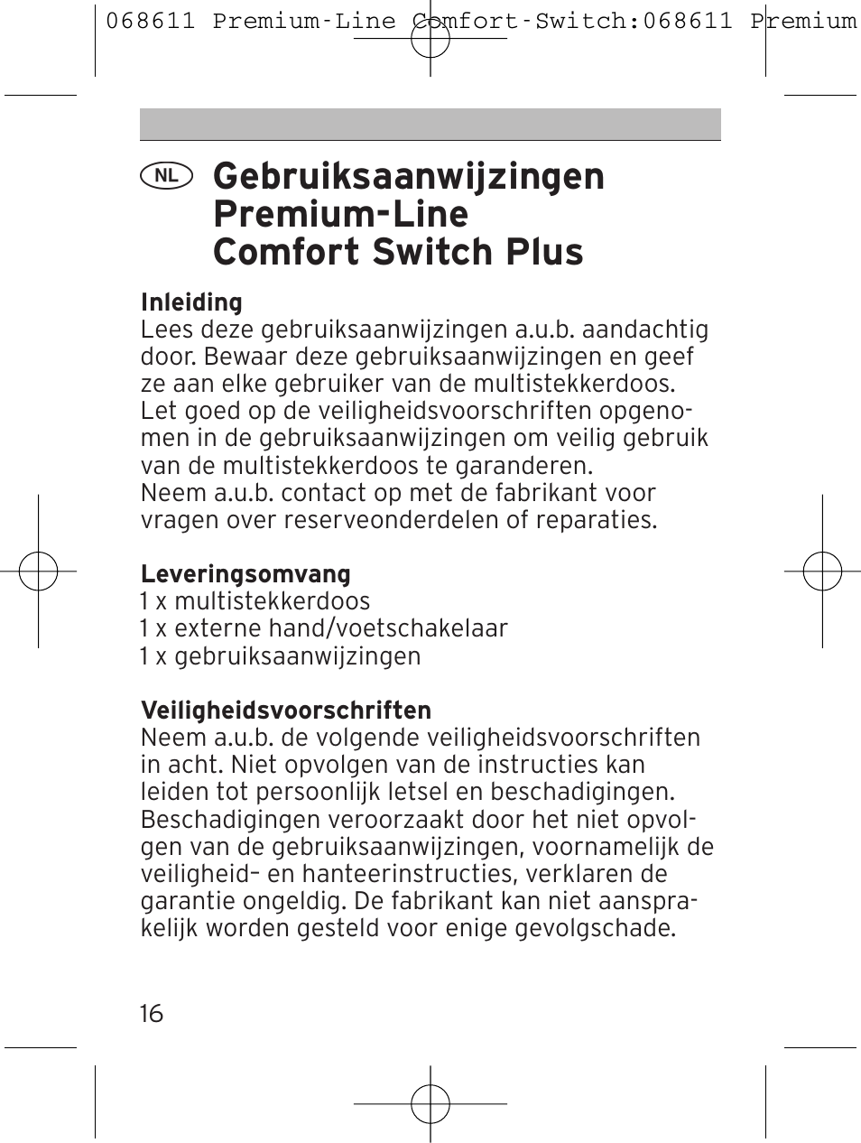 Brennenstuhl Premium-Line Comfort Switch Plus extension socket 6-way black/light grey 3m H05VV-F 3G1,5 User Manual | Page 16 / 116