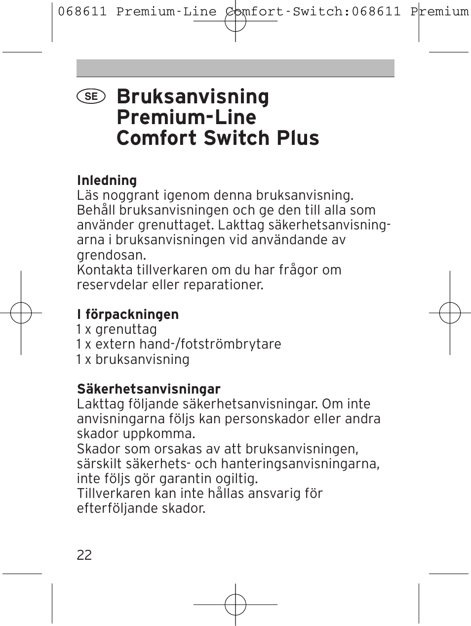 Bruksanvisning premium-line comfort switch plus | Brennenstuhl Premium-Line Comfort Switch Plus extension socket 6-way black/light grey 3m H05VV-F 3G1,5 User Manual | Page 22 / 116