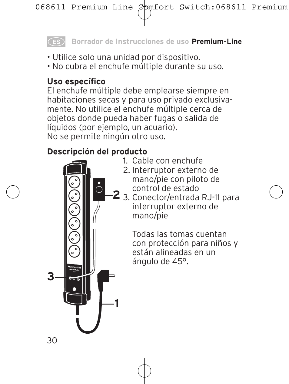 Brennenstuhl Premium-Line Comfort Switch Plus extension socket 6-way black/light grey 3m H05VV-F 3G1,5 User Manual | Page 30 / 116