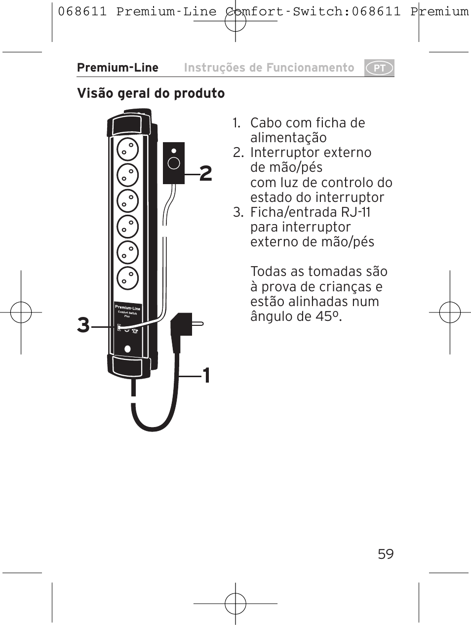 Brennenstuhl Premium-Line Comfort Switch Plus extension socket 6-way black/light grey 3m H05VV-F 3G1,5 User Manual | Page 59 / 116