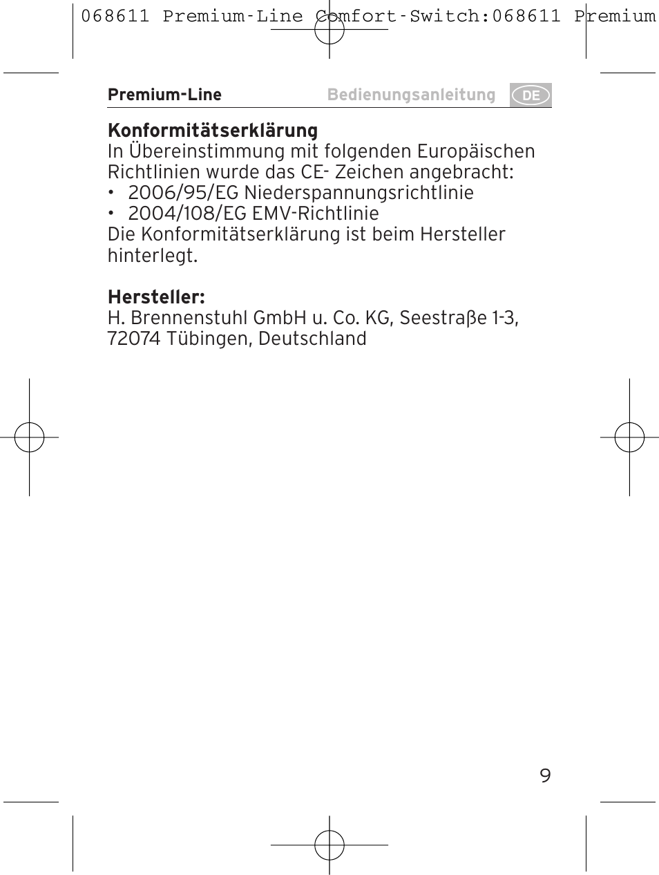 Brennenstuhl Premium-Line Comfort Switch Plus extension socket 6-way black/light grey 3m H05VV-F 3G1,5 User Manual | Page 9 / 116