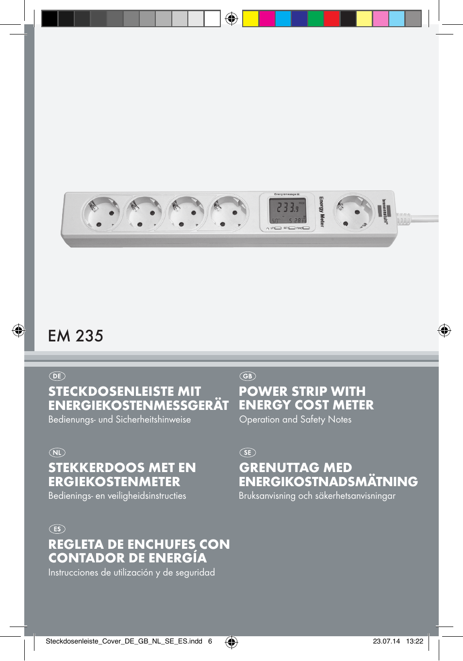 Brennenstuhl Eco-Line extension socket energy meter EM 235 5-way white 1,5m H05VV-F 3G1.5 User Manual | 83 pages