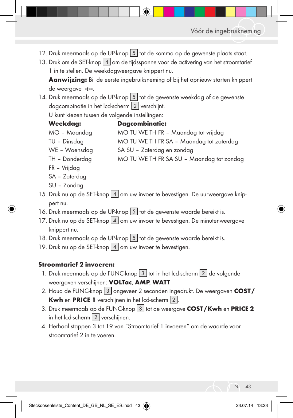 Brennenstuhl Eco-Line extension socket energy meter EM 235 5-way white 1,5m H05VV-F 3G1.5 User Manual | Page 43 / 83