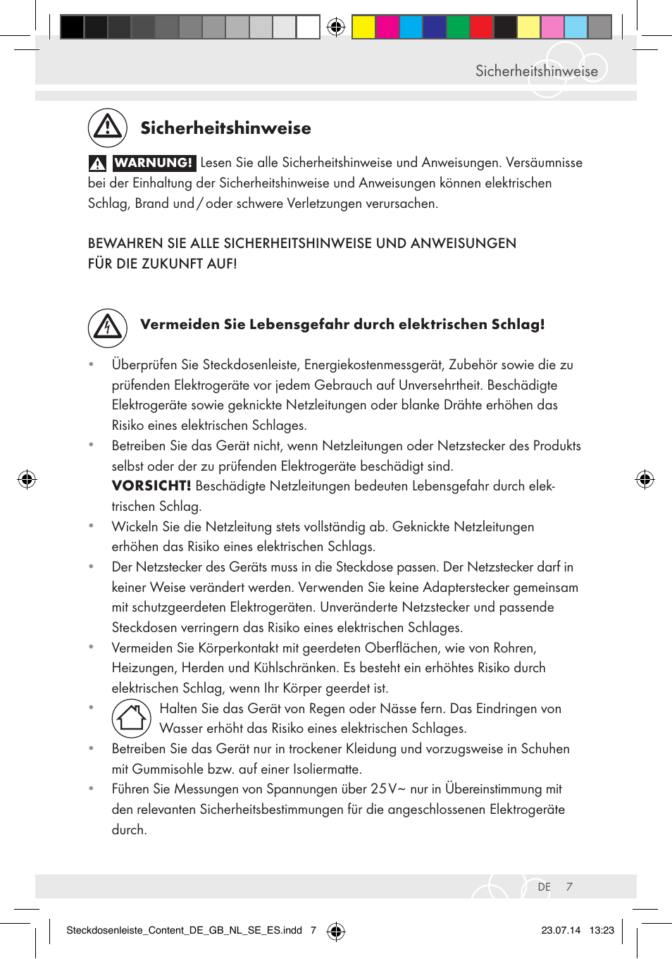 Sicherheitshinweise | Brennenstuhl Eco-Line extension socket energy meter EM 235 5-way white 1,5m H05VV-F 3G1.5 User Manual | Page 7 / 83