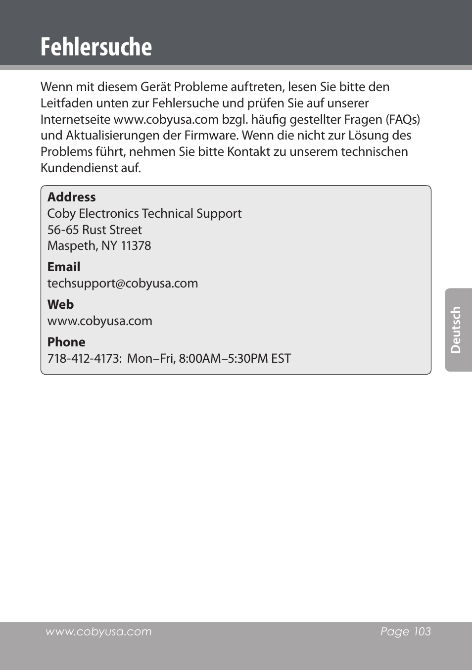 Fehlersuche | COBY electronic NBPC1022 User Manual | Page 103 / 138