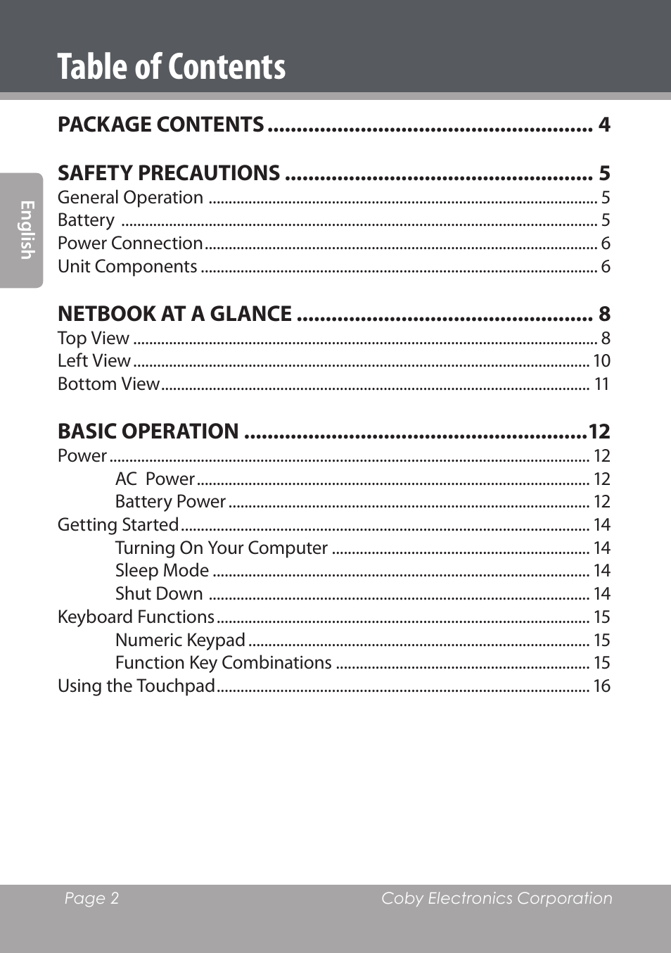 COBY electronic NBPC1022 User Manual | Page 2 / 138