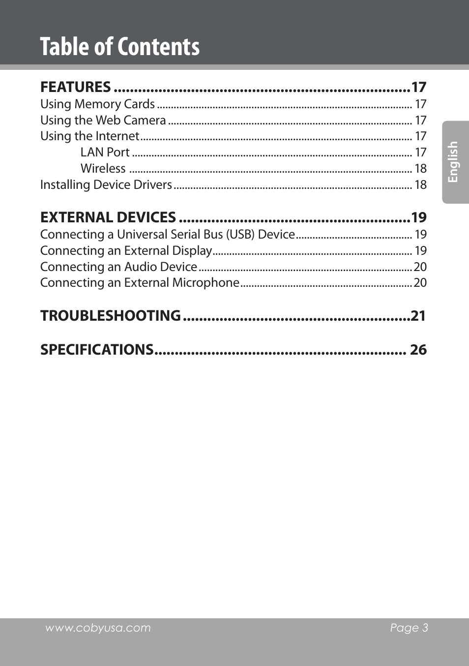 COBY electronic NBPC1022 User Manual | Page 3 / 138