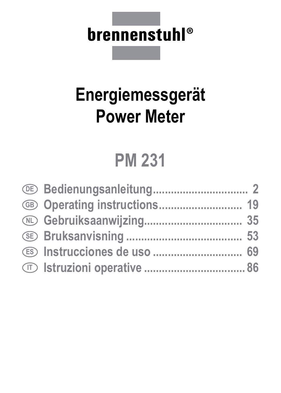 Brennenstuhl Primera-Line Wattage and current meter PM 231 E User Manual | 104 pages