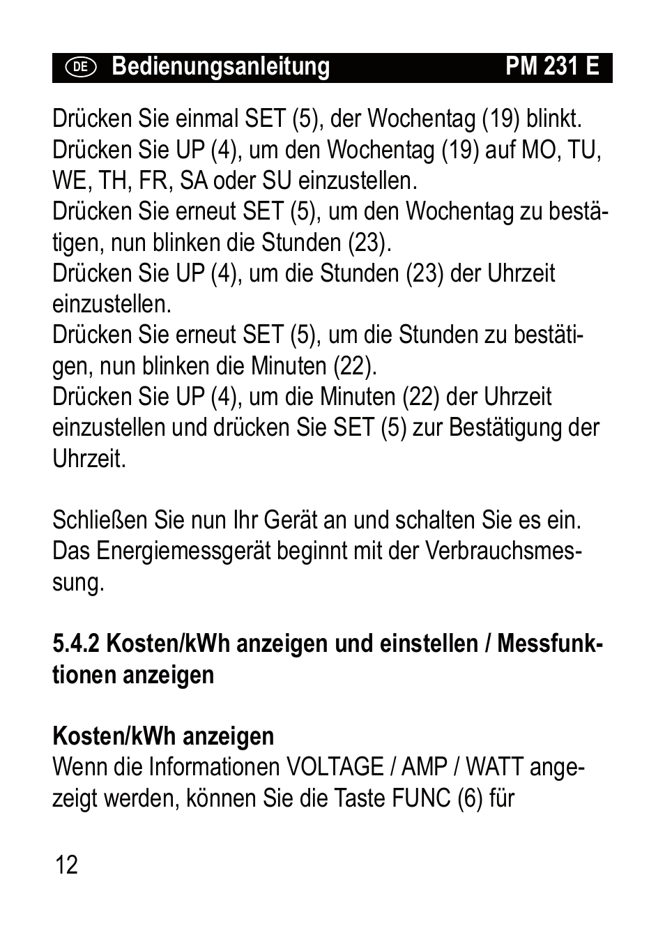 Brennenstuhl Primera-Line Wattage and current meter PM 231 E User Manual | Page 12 / 104