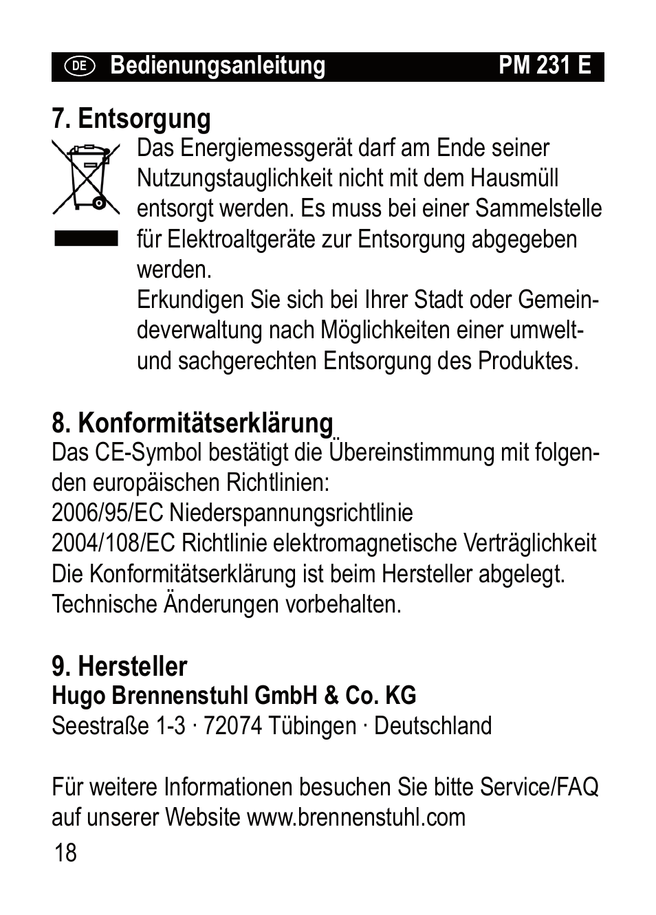 Brennenstuhl Primera-Line Wattage and current meter PM 231 E User Manual | Page 18 / 104