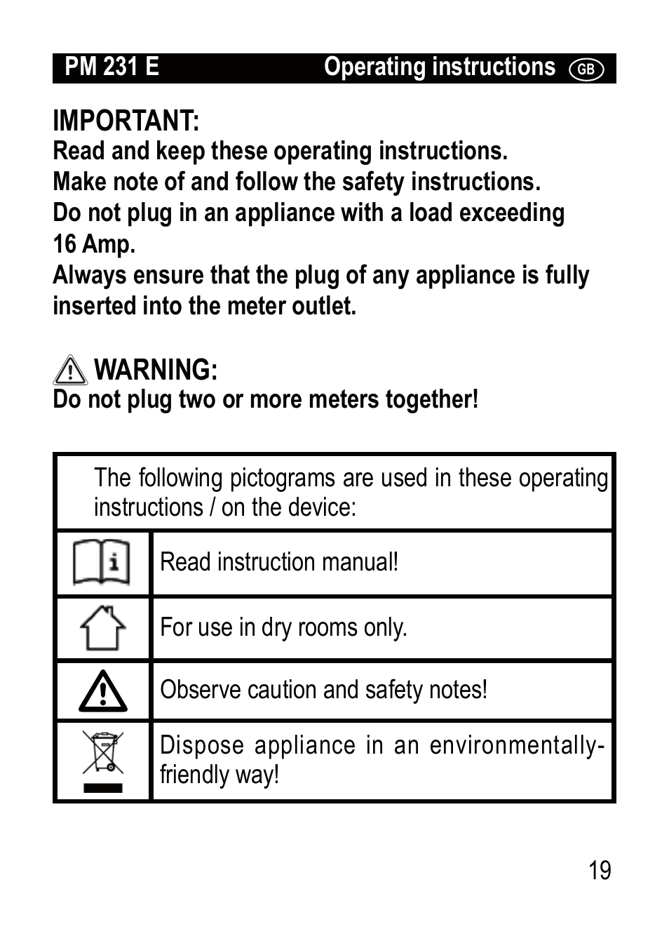 Brennenstuhl Primera-Line Wattage and current meter PM 231 E User Manual | Page 19 / 104