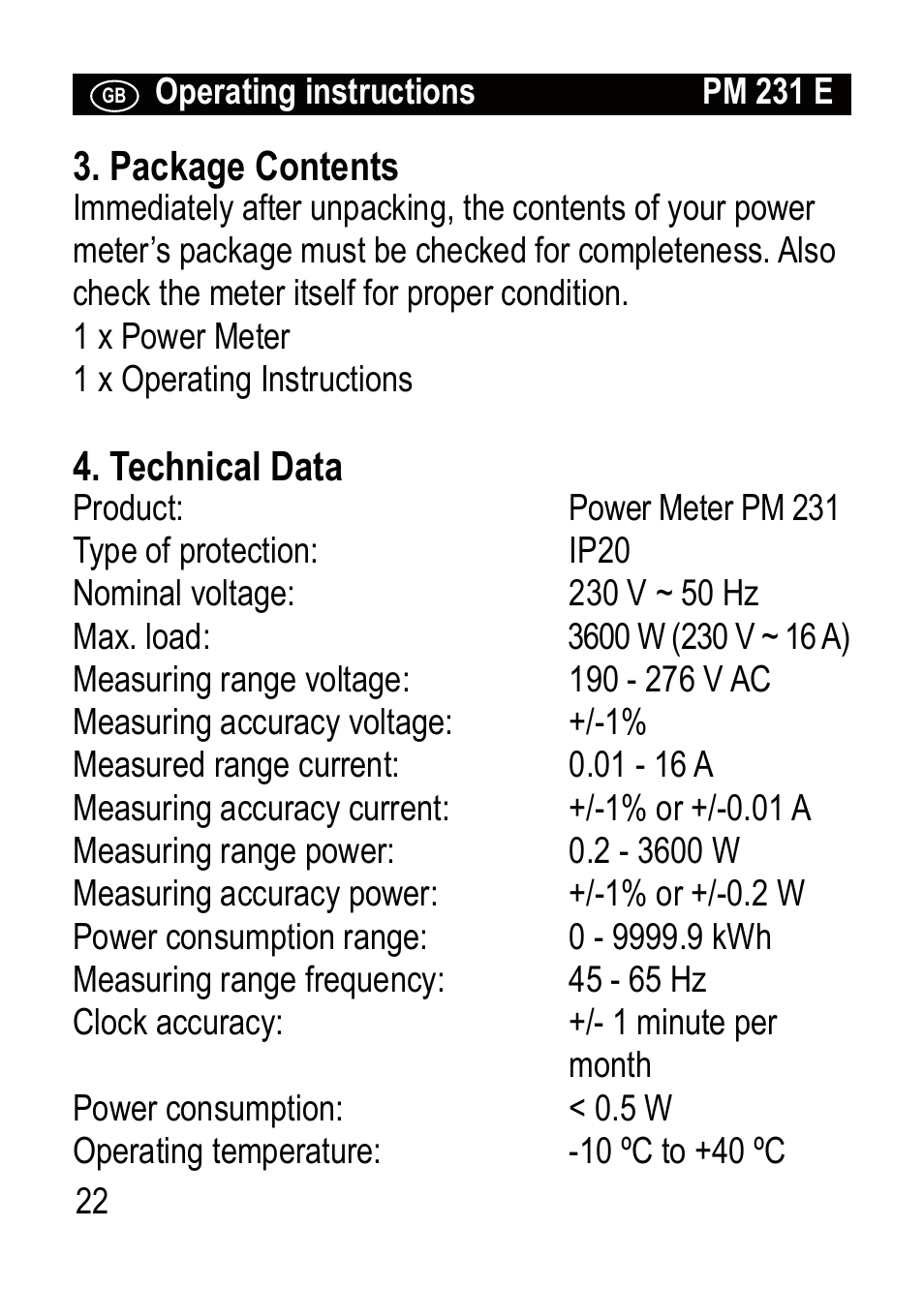 Brennenstuhl Primera-Line Wattage and current meter PM 231 E User Manual | Page 22 / 104