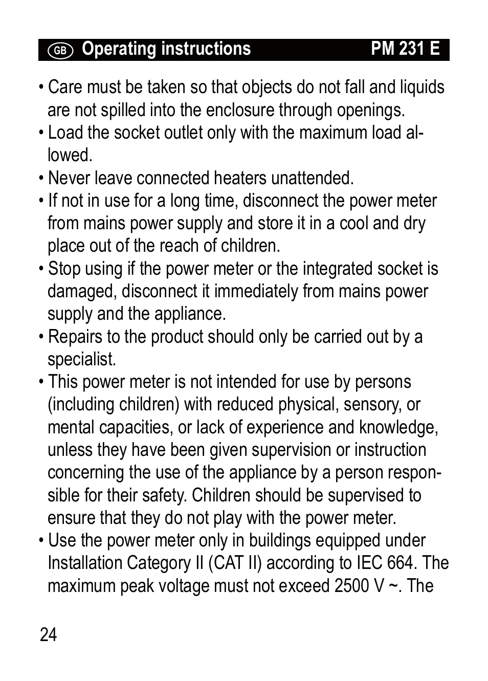 Brennenstuhl Primera-Line Wattage and current meter PM 231 E User Manual | Page 24 / 104