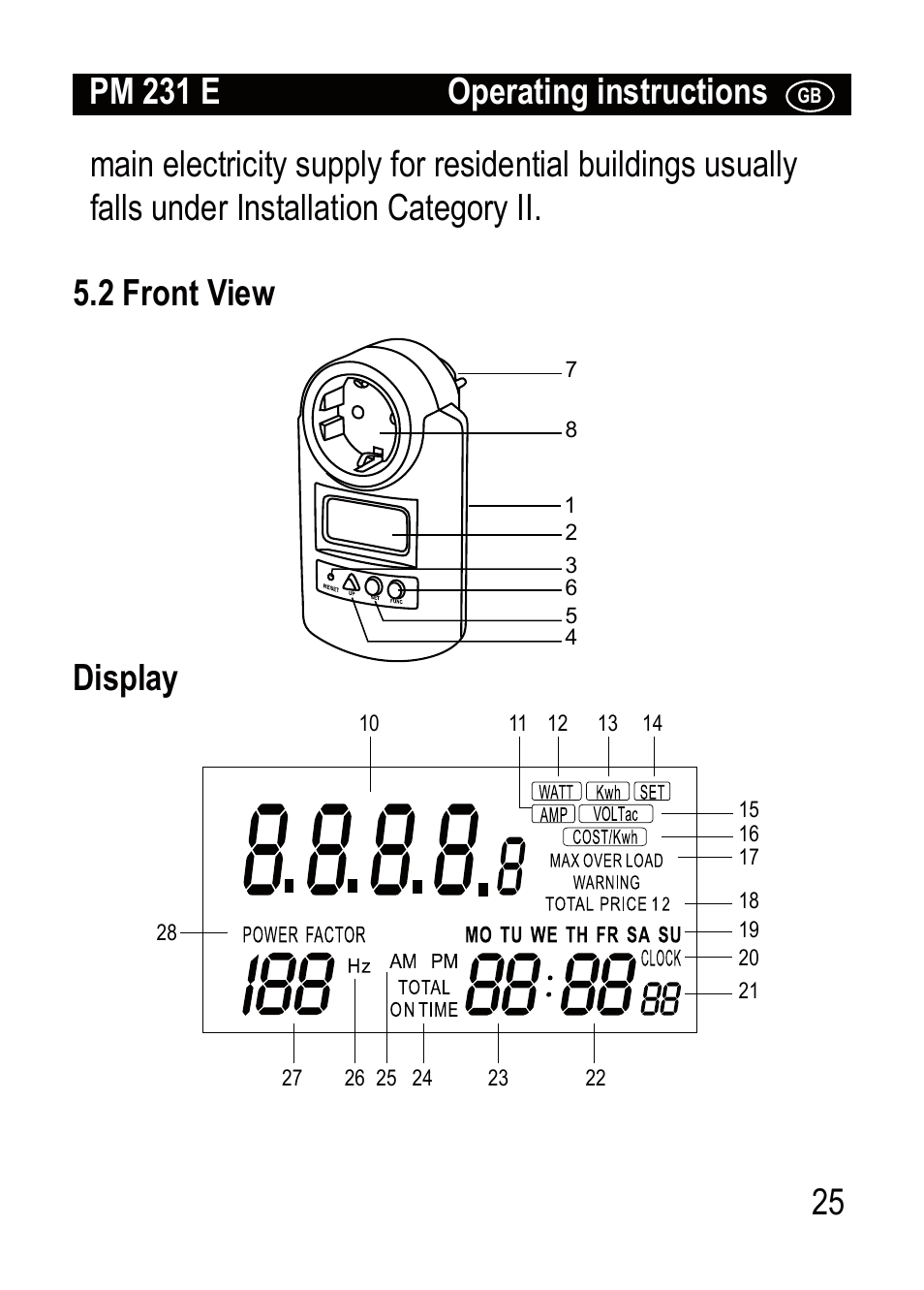 Brennenstuhl Primera-Line Wattage and current meter PM 231 E User Manual | Page 25 / 104
