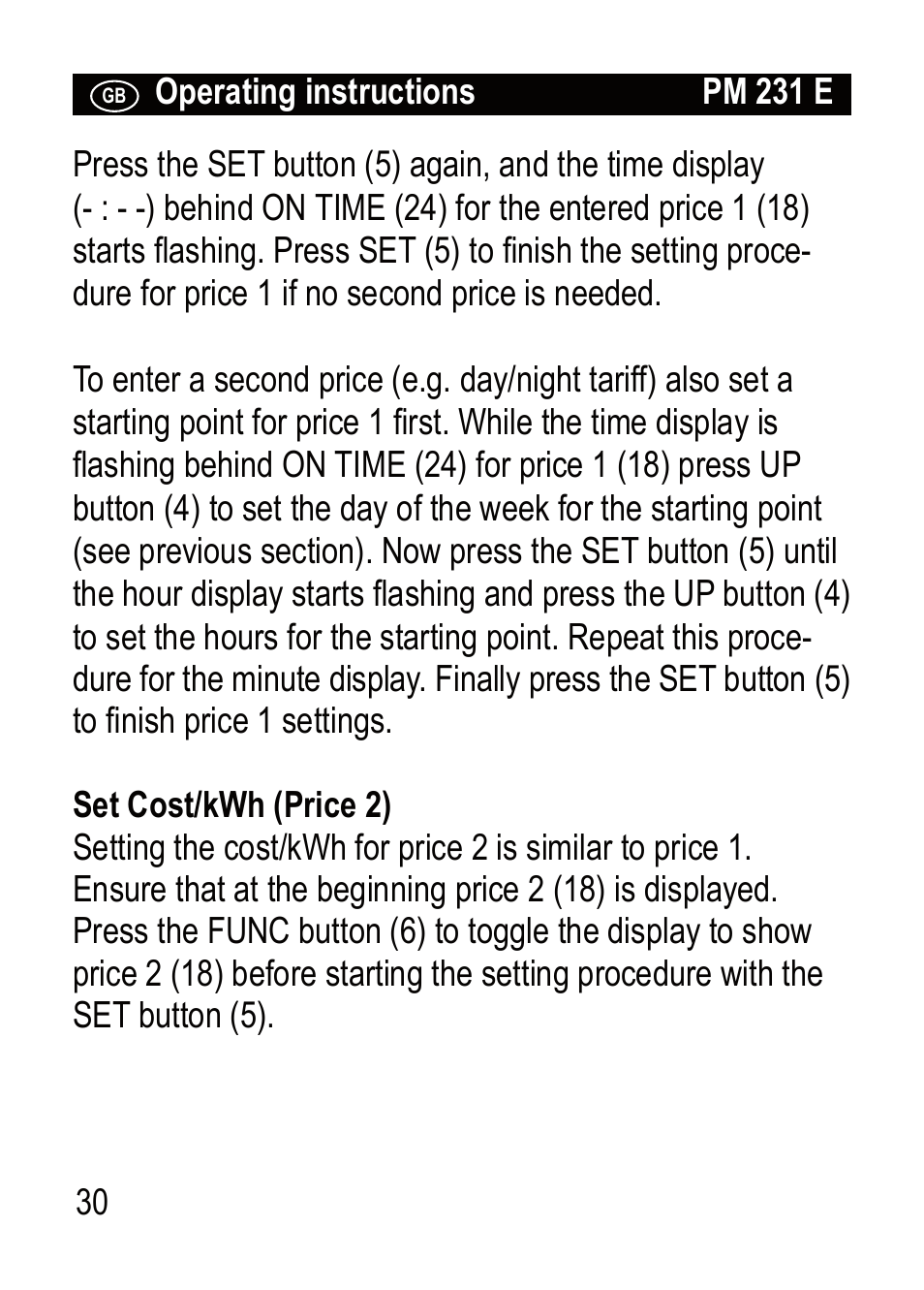 Brennenstuhl Primera-Line Wattage and current meter PM 231 E User Manual | Page 30 / 104