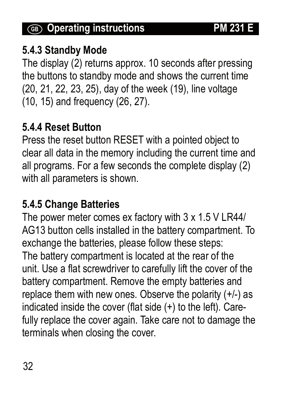 Brennenstuhl Primera-Line Wattage and current meter PM 231 E User Manual | Page 32 / 104