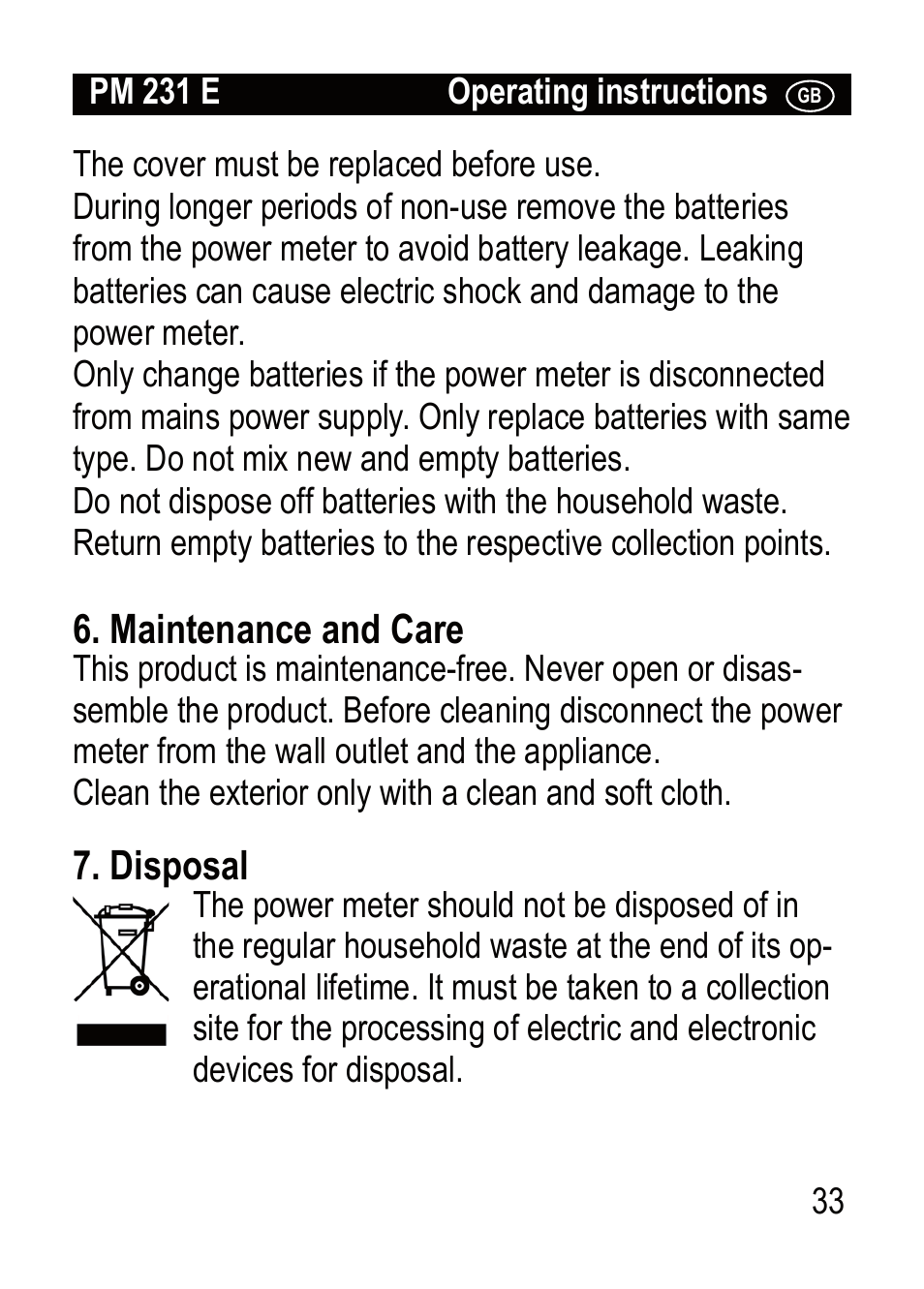 Brennenstuhl Primera-Line Wattage and current meter PM 231 E User Manual | Page 33 / 104