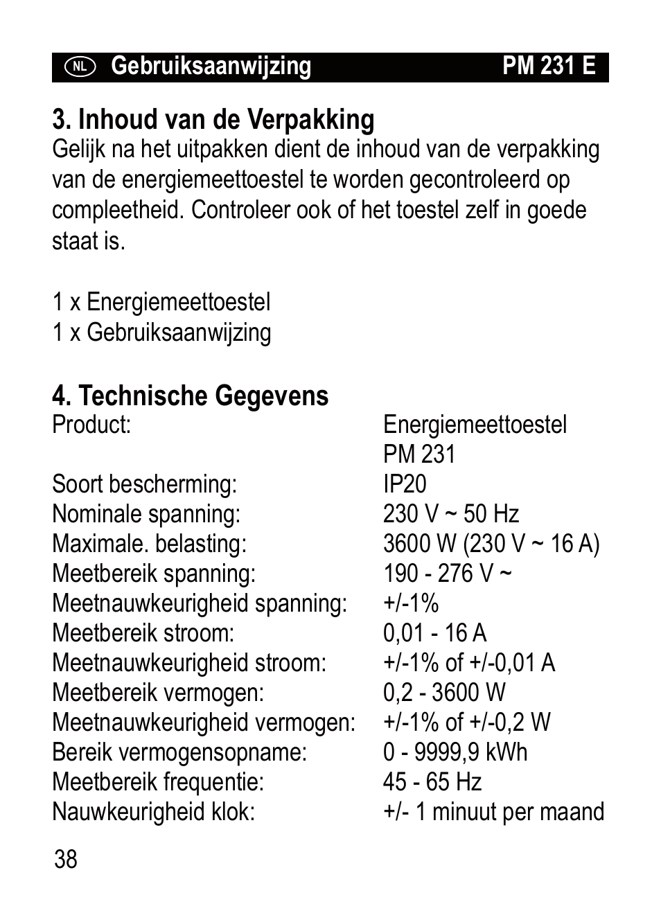 Brennenstuhl Primera-Line Wattage and current meter PM 231 E User Manual | Page 38 / 104