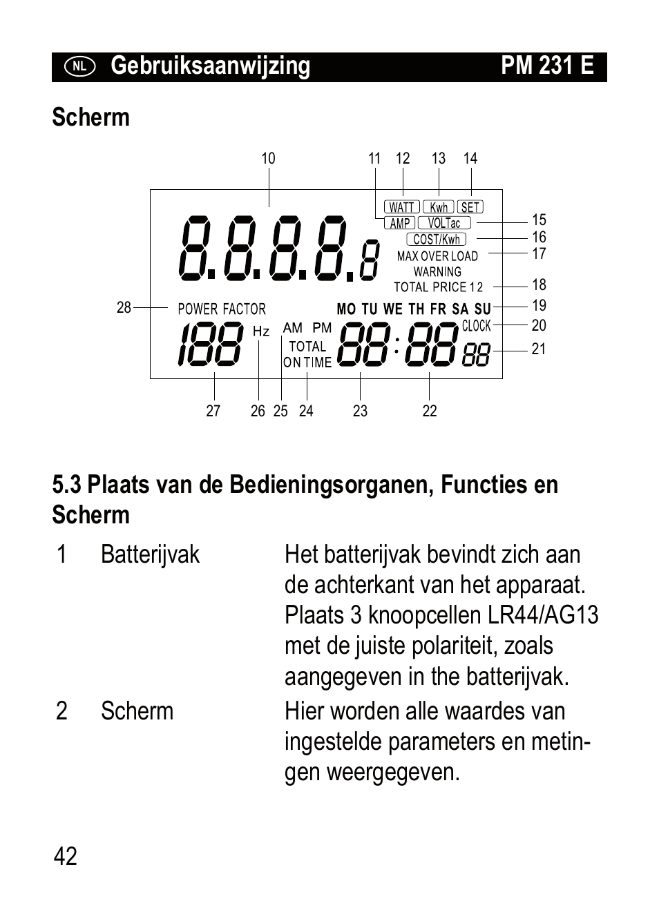 Brennenstuhl Primera-Line Wattage and current meter PM 231 E User Manual | Page 42 / 104
