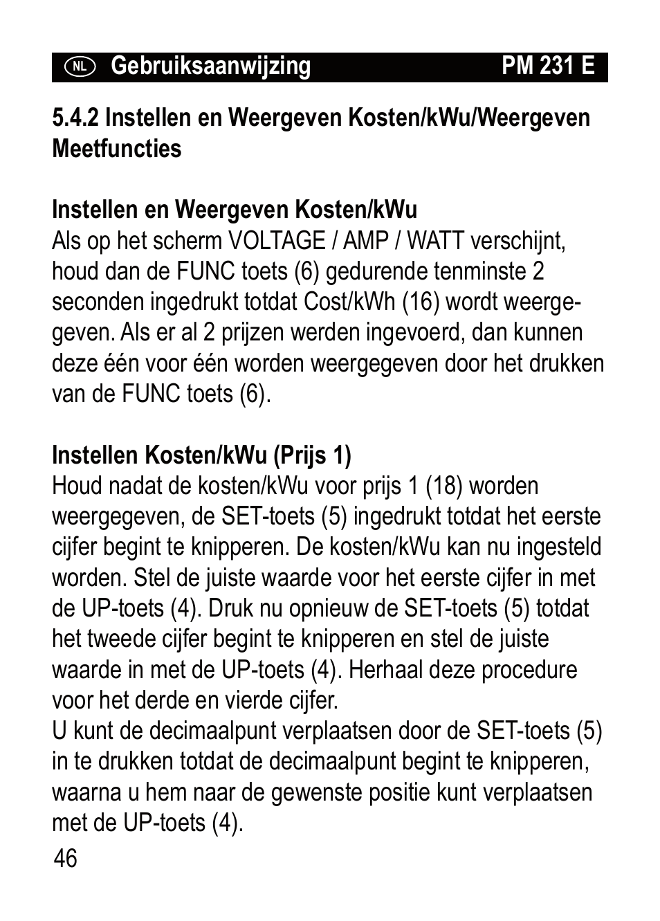 Brennenstuhl Primera-Line Wattage and current meter PM 231 E User Manual | Page 46 / 104