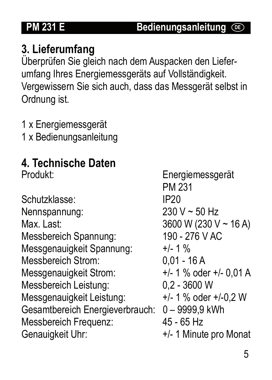 Brennenstuhl Primera-Line Wattage and current meter PM 231 E User Manual | Page 5 / 104