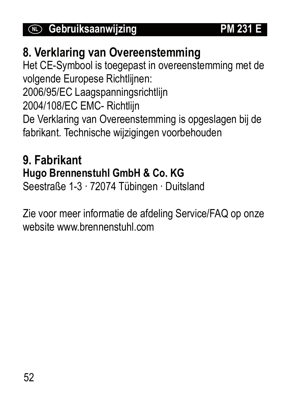 Brennenstuhl Primera-Line Wattage and current meter PM 231 E User Manual | Page 52 / 104