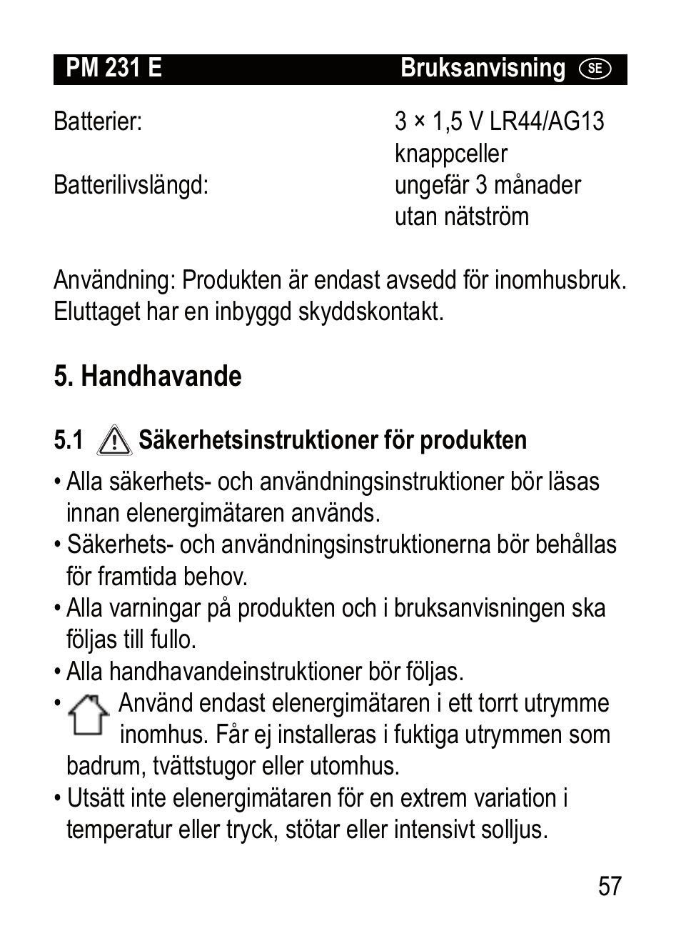 Brennenstuhl Primera-Line Wattage and current meter PM 231 E User Manual | Page 57 / 104