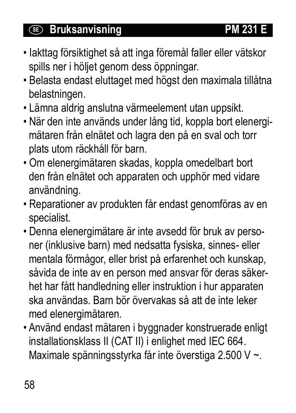 Brennenstuhl Primera-Line Wattage and current meter PM 231 E User Manual | Page 58 / 104