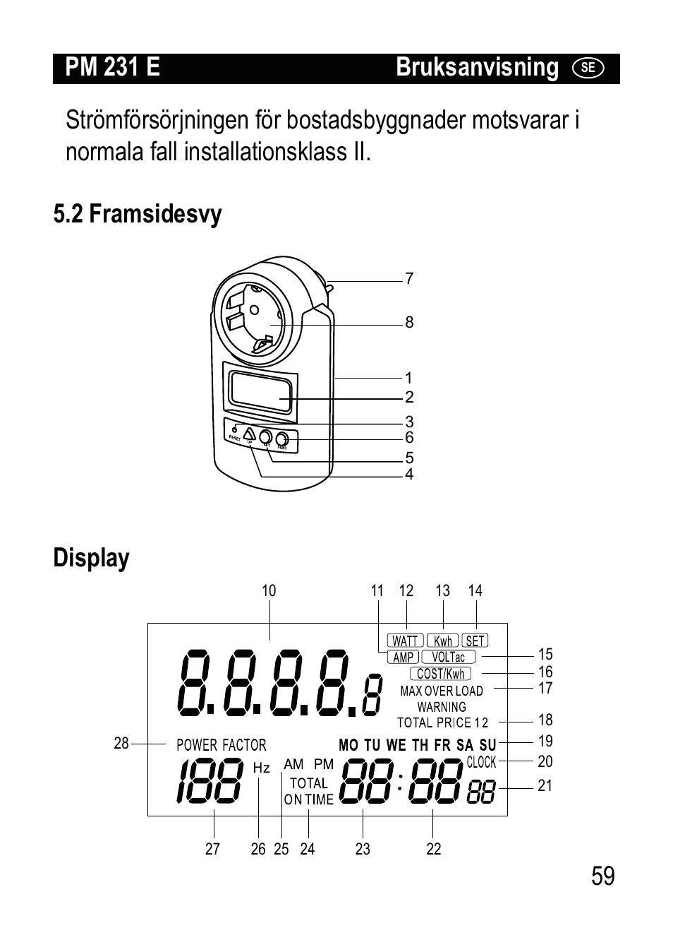 Brennenstuhl Primera-Line Wattage and current meter PM 231 E User Manual | Page 59 / 104