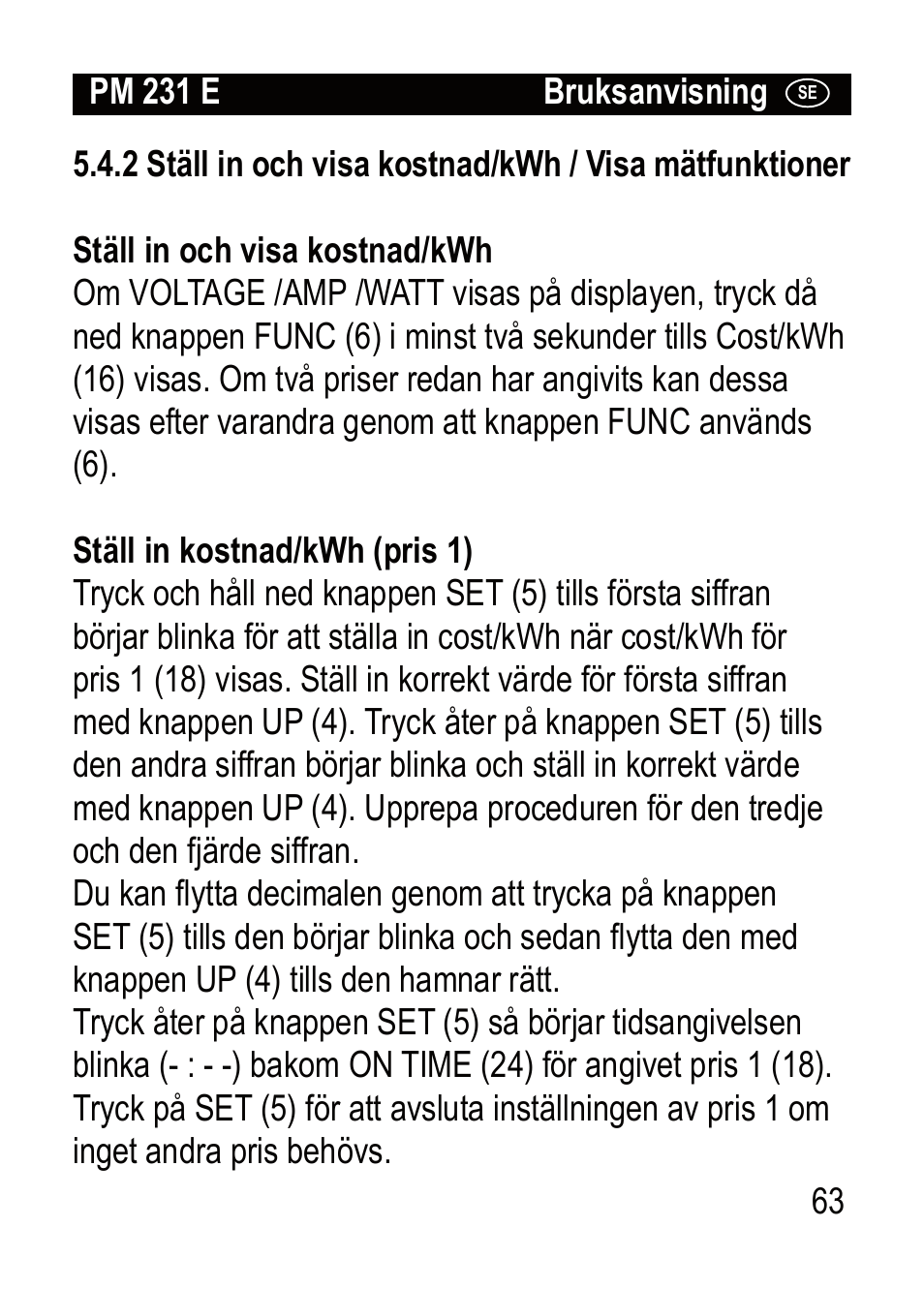 Brennenstuhl Primera-Line Wattage and current meter PM 231 E User Manual | Page 63 / 104
