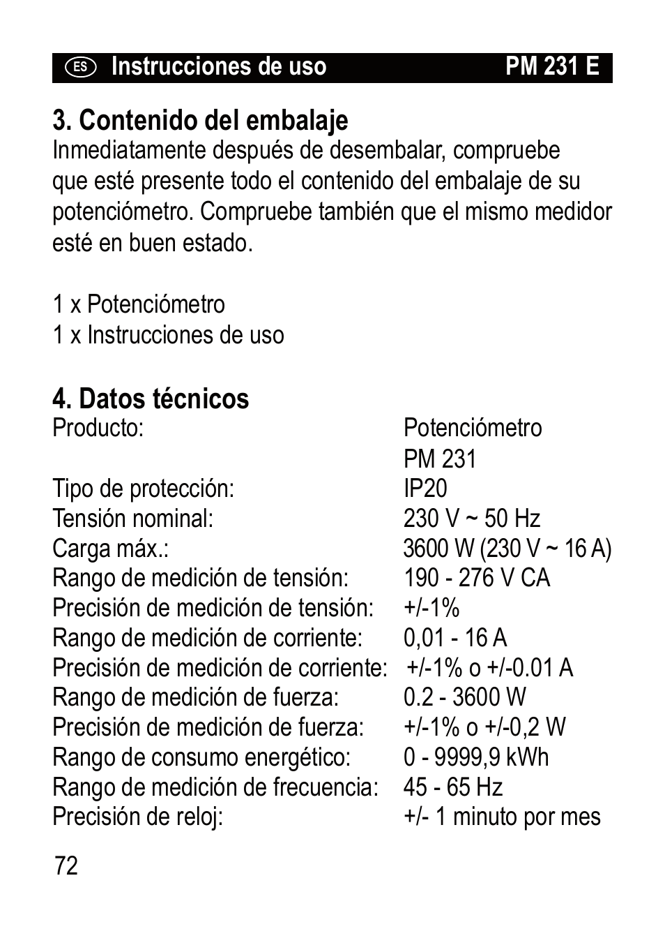 Brennenstuhl Primera-Line Wattage and current meter PM 231 E User Manual | Page 72 / 104