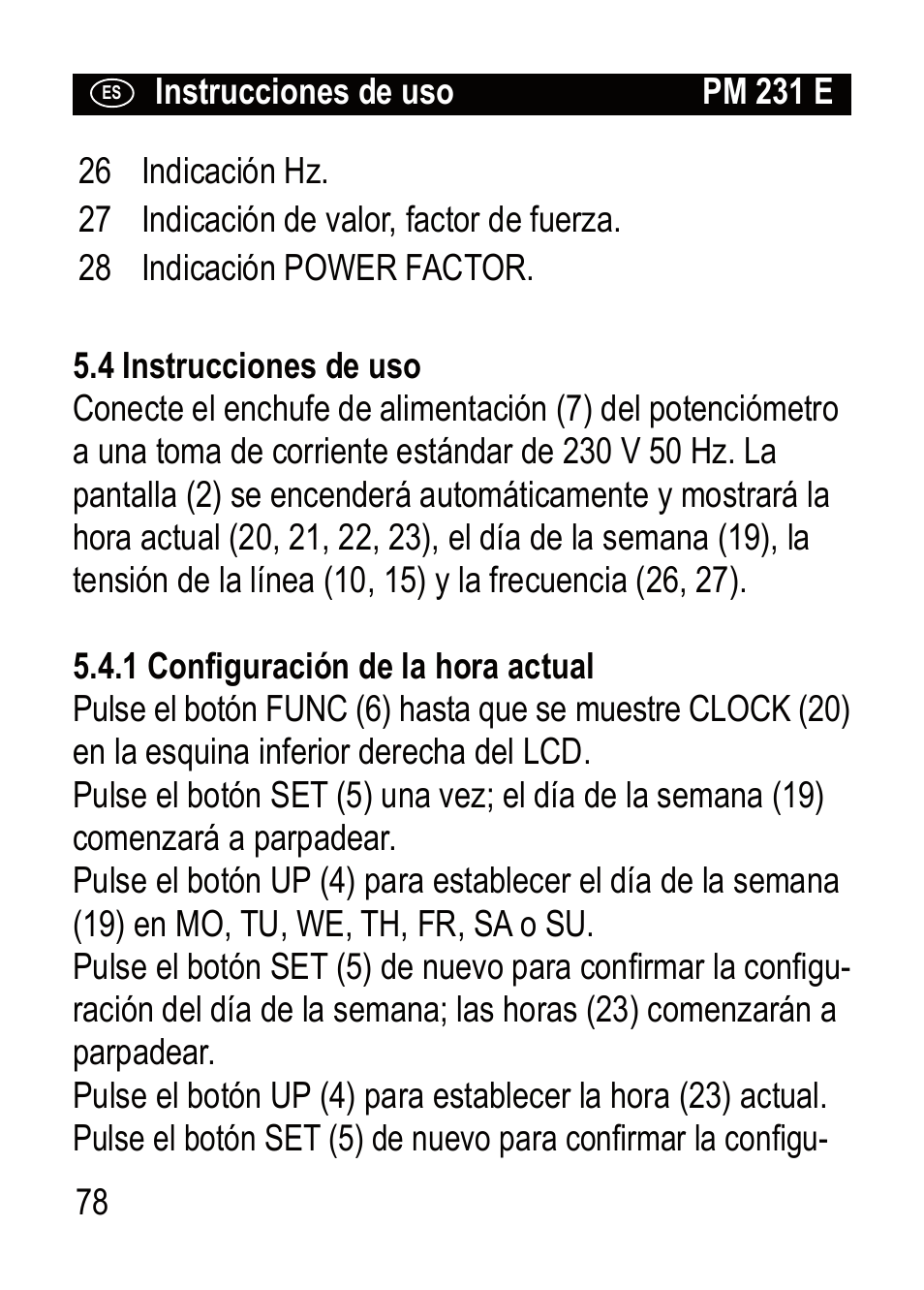 Brennenstuhl Primera-Line Wattage and current meter PM 231 E User Manual | Page 78 / 104