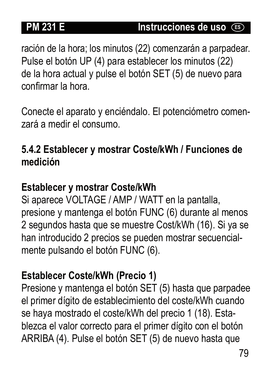 Brennenstuhl Primera-Line Wattage and current meter PM 231 E User Manual | Page 79 / 104