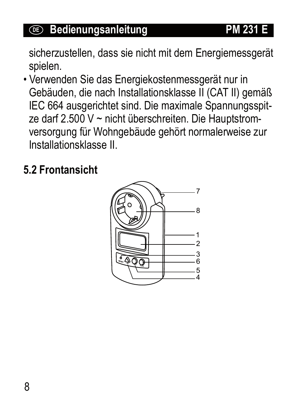 Brennenstuhl Primera-Line Wattage and current meter PM 231 E User Manual | Page 8 / 104