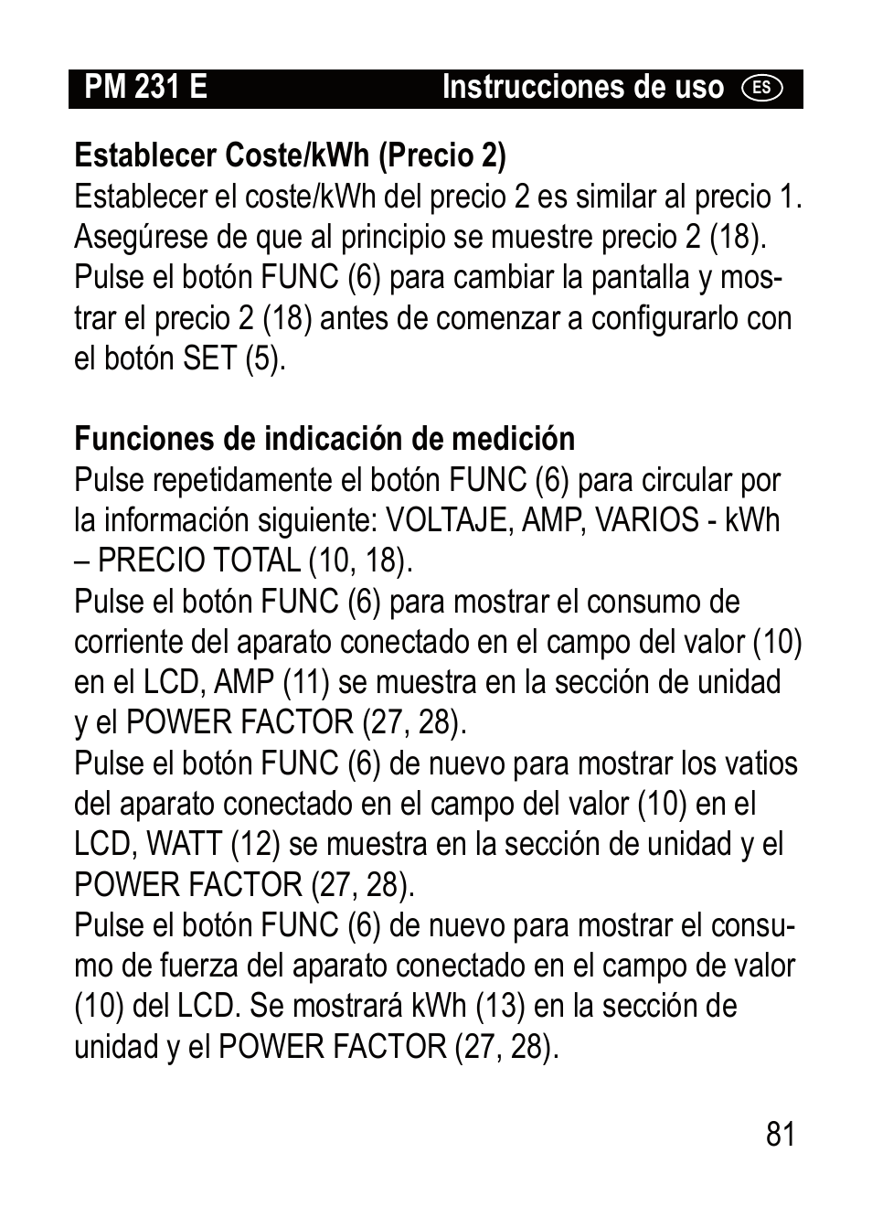 Brennenstuhl Primera-Line Wattage and current meter PM 231 E User Manual | Page 81 / 104