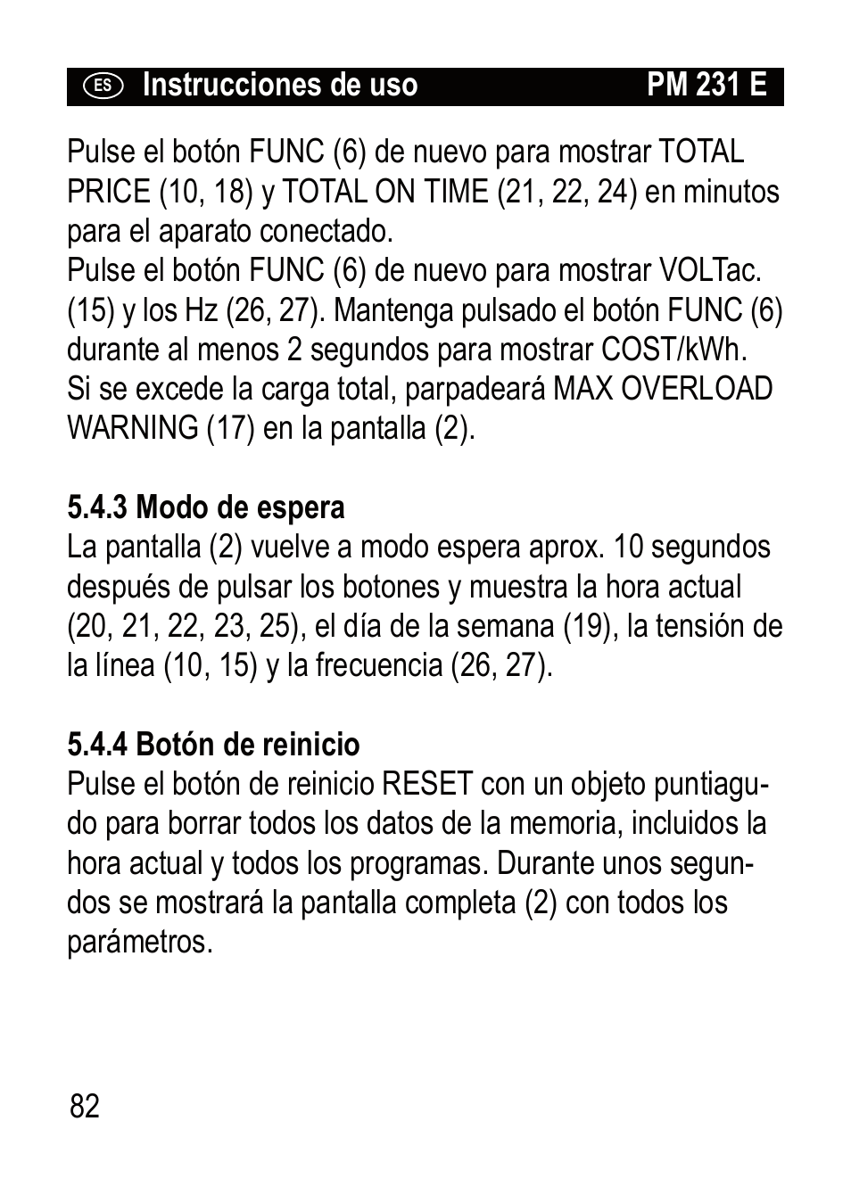 Brennenstuhl Primera-Line Wattage and current meter PM 231 E User Manual | Page 82 / 104