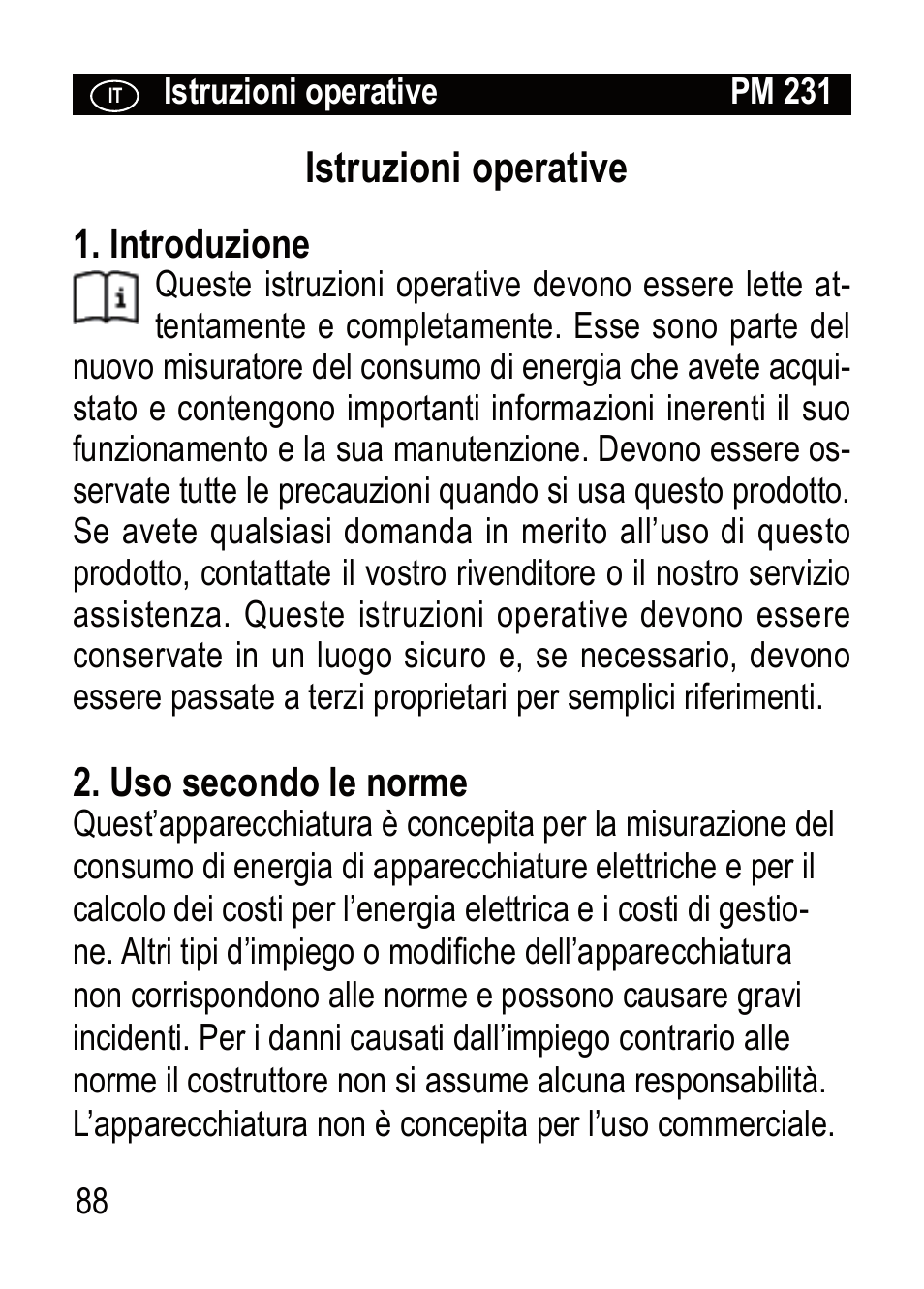 Istruzioni operative | Brennenstuhl Primera-Line Wattage and current meter PM 231 E User Manual | Page 88 / 104