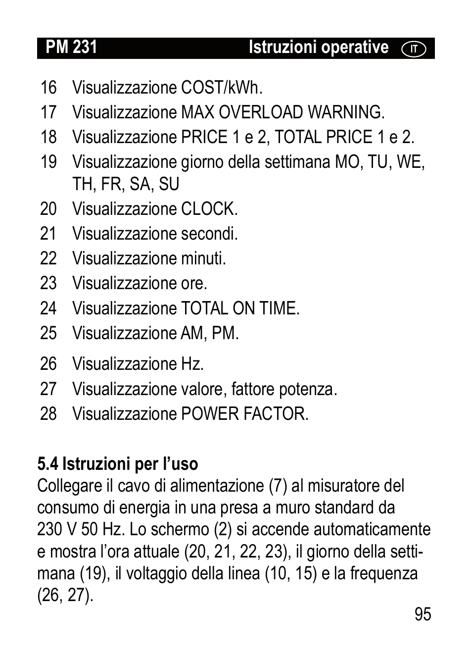 Brennenstuhl Primera-Line Wattage and current meter PM 231 E User Manual | Page 95 / 104